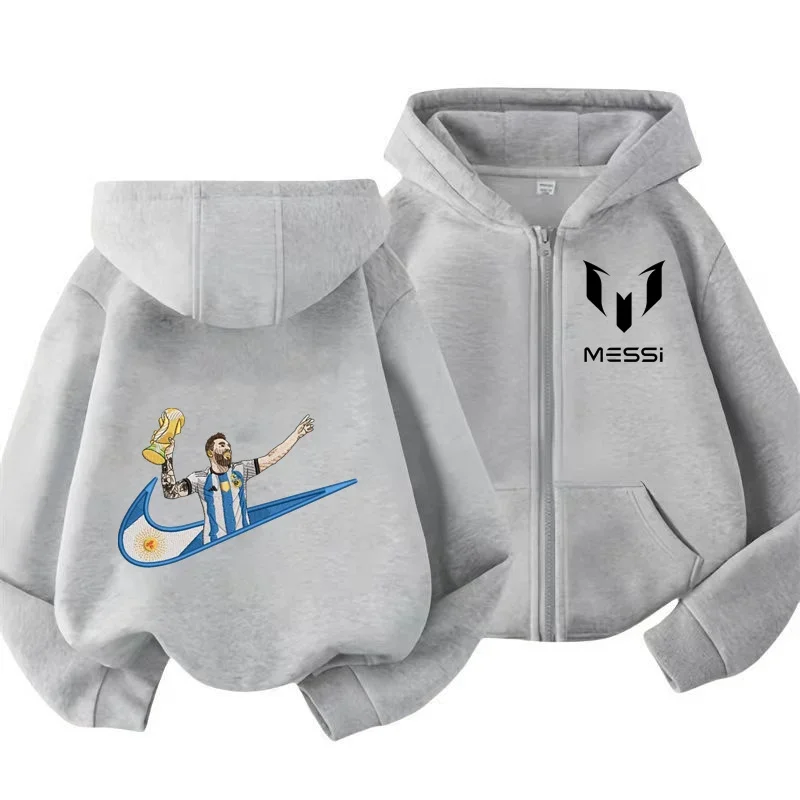 Messi Hoodie Children's Clothing Spring Fall Long Sleeve Hooded Zipper Hoodie Sportswear Baby Boys 3-14 Years Old Football Coat