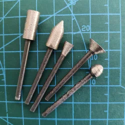5pcs/set Diamond Grinding Heads Sintering Mounted Points T Ball Cone Cylindrical Wheel Stone Carving Grinding 46#