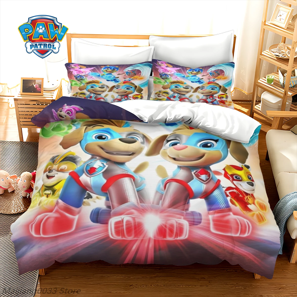 Paw Patrol Kids Bedding Set 3Pcs Duvet Cover Set Cartoon Chase Marshall Quilt Cover Pillowcase Boys Girls Bedroom Decor Gift
