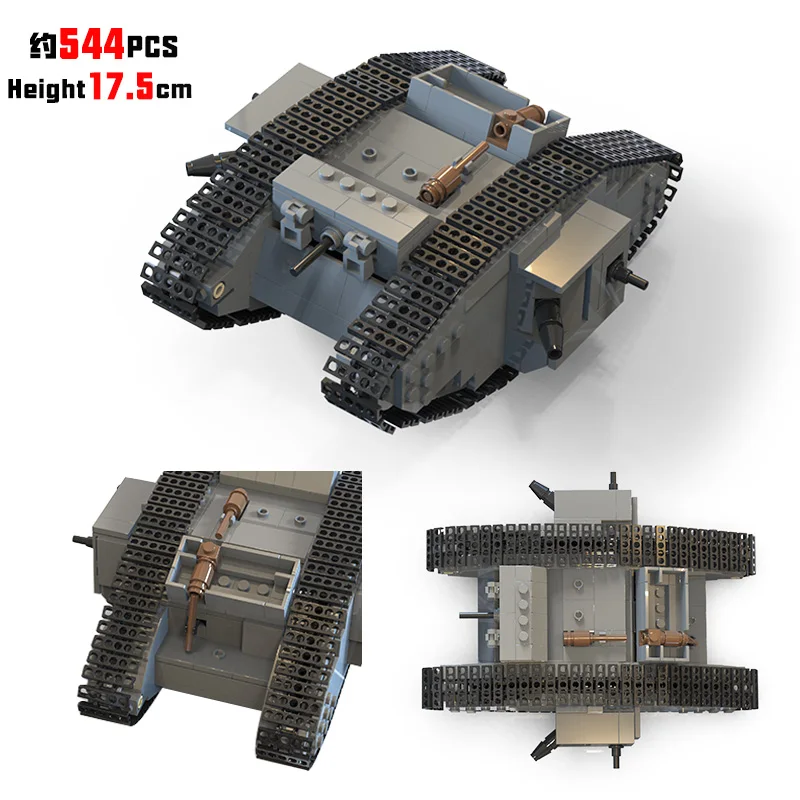 WWII Militar Principal Batalha Tanque Blocos Modelo, WWI Alemão Brinquedos para Menino, WWII Clássico Arma Veículos, DIY Tijolos Brinquedos, Presente do miúdo, AV7