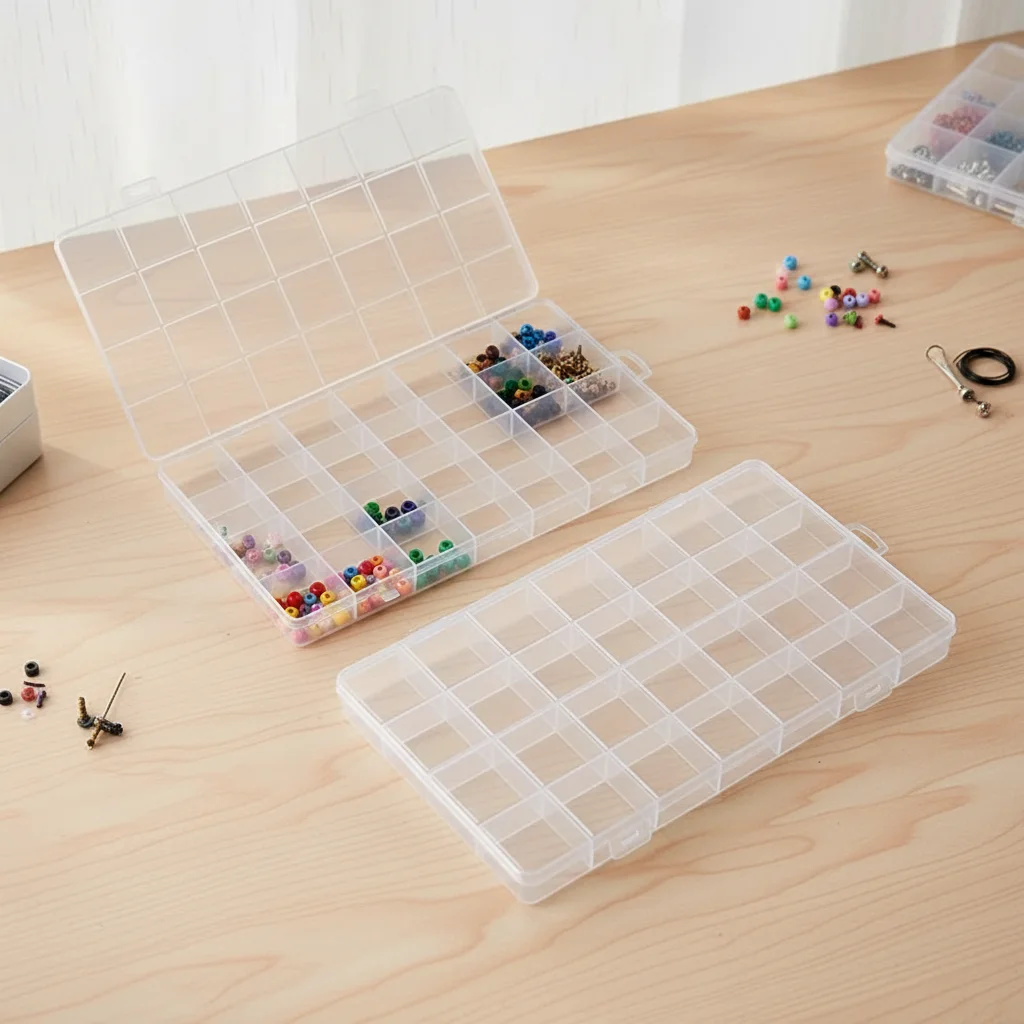 Plastic Storage Box 28 Grid With Slot Beaded Anti-string Grid  Jewelry Classification Parts Division Box Jewelry Box Organizer