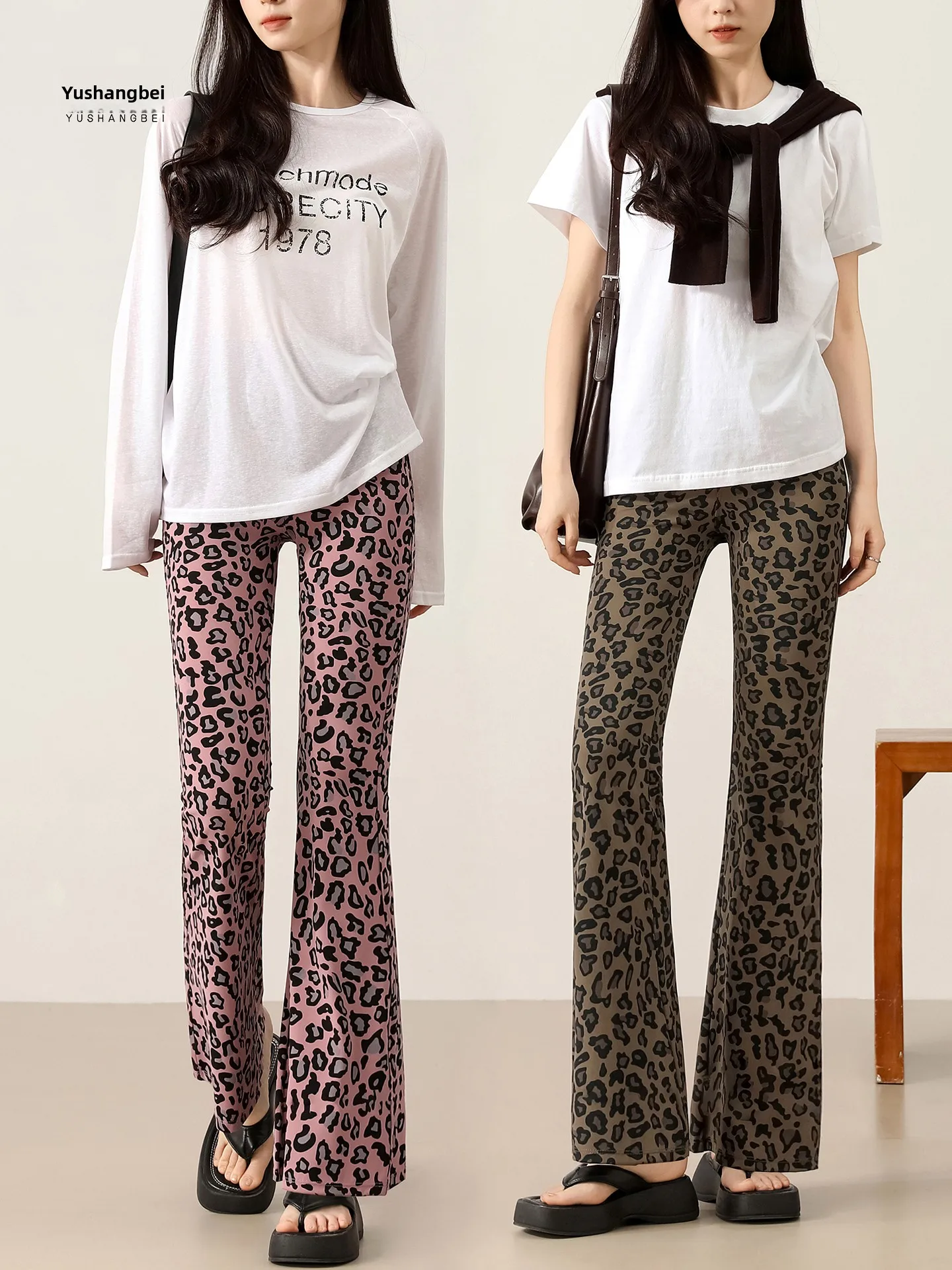 

Брюки для йоги с высокой талией, женские брюки для фитнеса, весенне-осенние повседневные брюки с леопардовым принтом, живота, Ci Walk