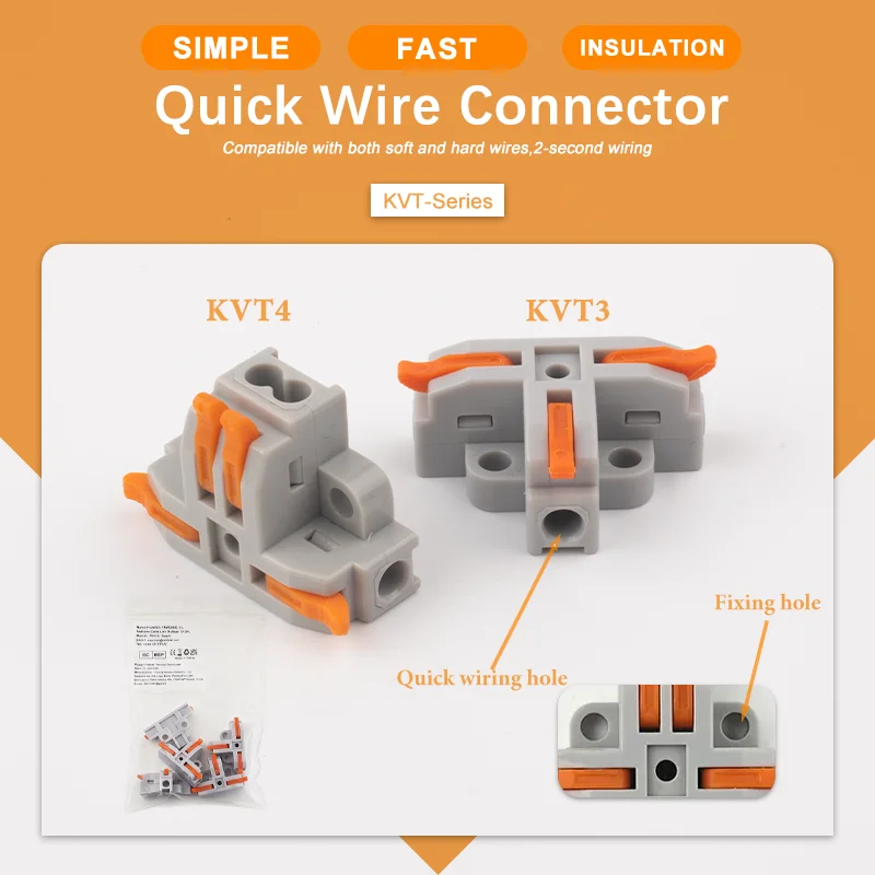 

10Pcs Solderless T-Clip Lever Wire Connector 3/4-Way Quick Connect Wire Cable Branch Terminals 28-12AWG 32A 600V 0.2-4mm2