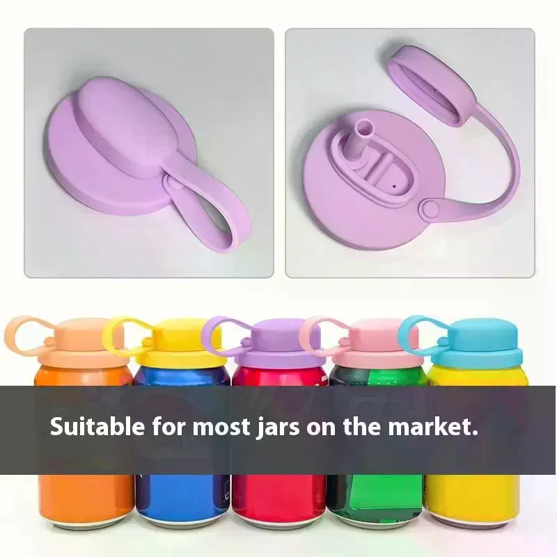Dishwasher Safe Silicone Can Lid Spill Resistant Secures Closures Reusable Cover With Straw For Beer Beverage Container