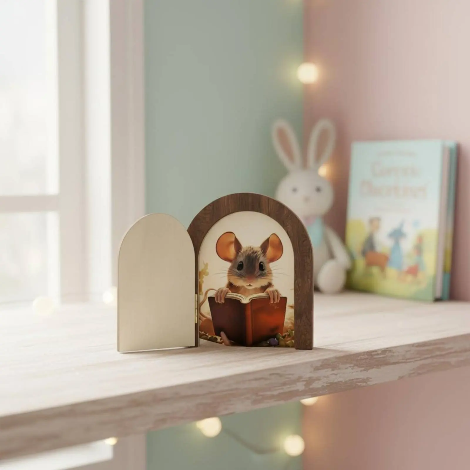 Mouse Door Wall Decal Easy to Install Dimensional Mouse Hole Sticker Fairy Door Wooden Material Skirting Board Decoration