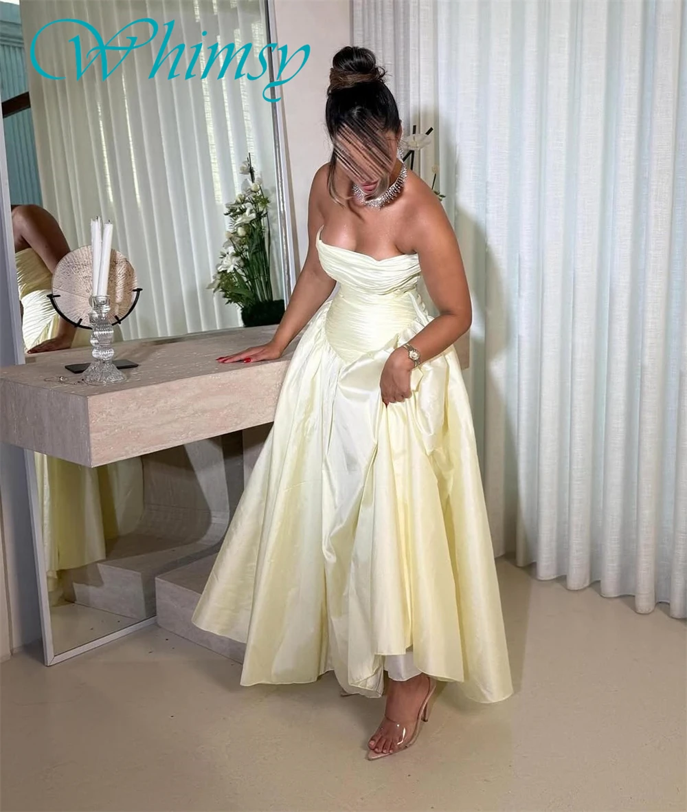 Customized Simple Strapless Sleeveless Evening Dress Temperament Jersey Prom Dresses Classic Ruched Bespoke Occasion Gowns