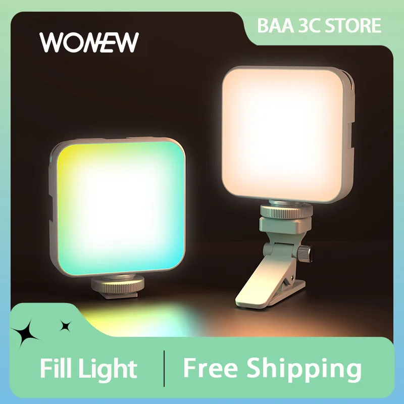 Wonew Fl02 Invullicht 2500k-9000k Full-Color RGB 3W Mini Klein Draagbaar Invullicht Draaibaar Fotografie Selfie Vlog Invullicht