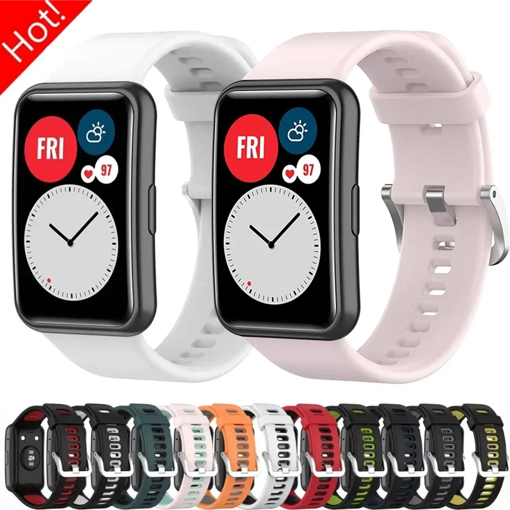 Sport-Silikonarmband für Huawei Watch Fit Original Komfortables Ersatzband Uhrenschutzgehäuse Huawei Watch Fit Neu