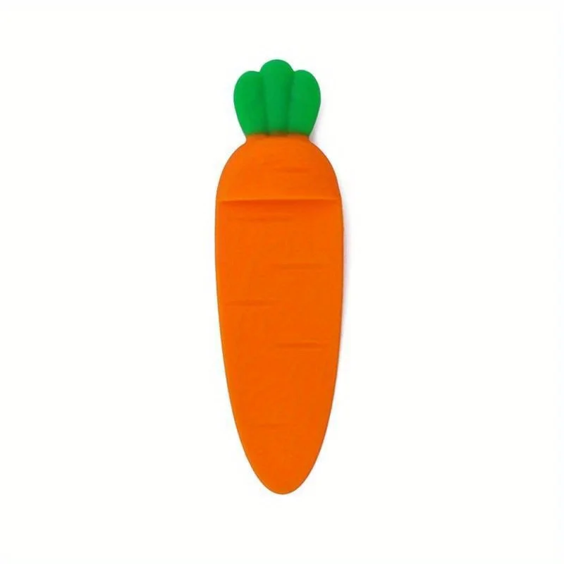 Cartoon carrot-shaped silicone bookmark, reusable, durable, and cute. Perfect for marking pages, suitable for kids.