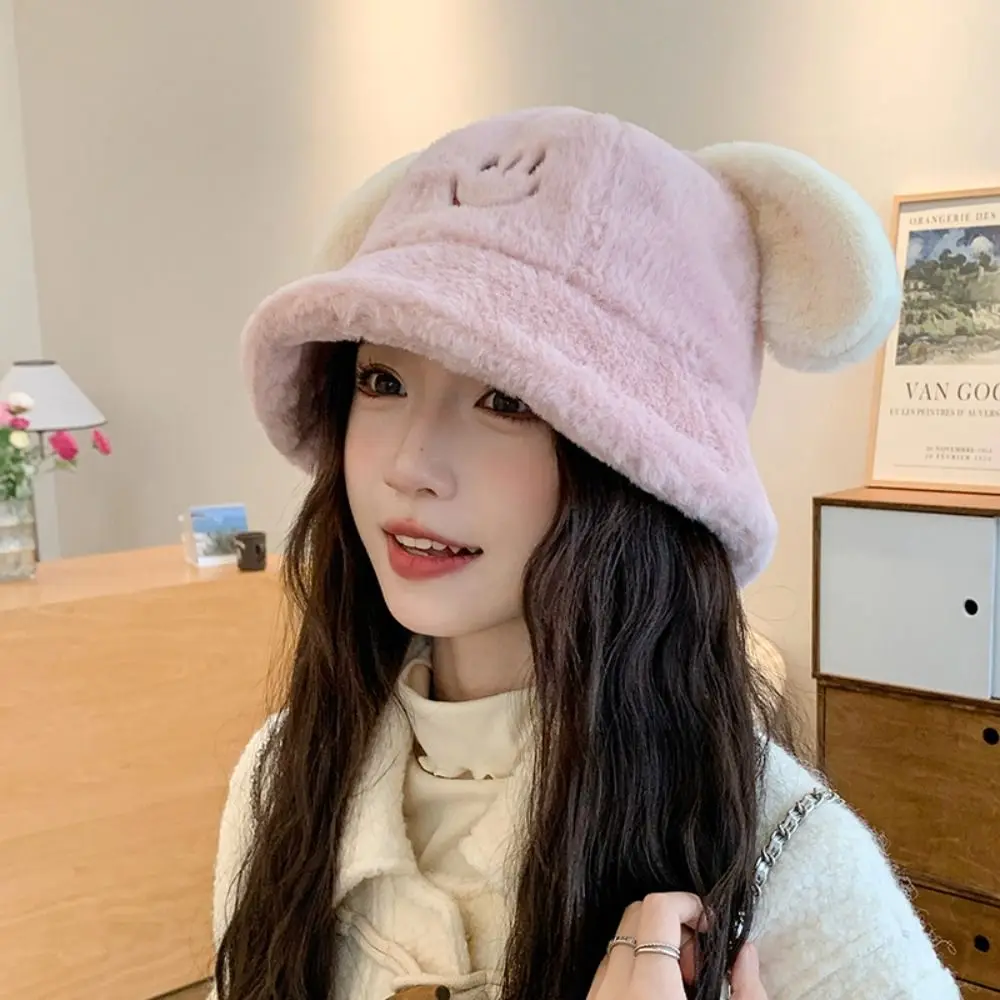 Casual Plush Fisherman Hat Puppy Thickened Basin Hat Autumn Winter Fisherman Cap