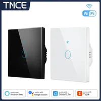 TNCE Tuya WIFI EU 1/2/3/4 Gang Smart RF433 Wall Galss Panel Switch Smart life App Voice Control Works With Alexa Google Home