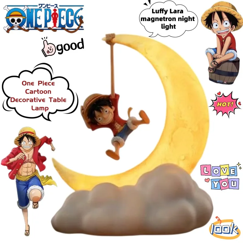 

One Piece Luffy Secondary Cartoon Creative Magnetic Control Night Light Personalized Animation Peripheral Decorative Table Lamp