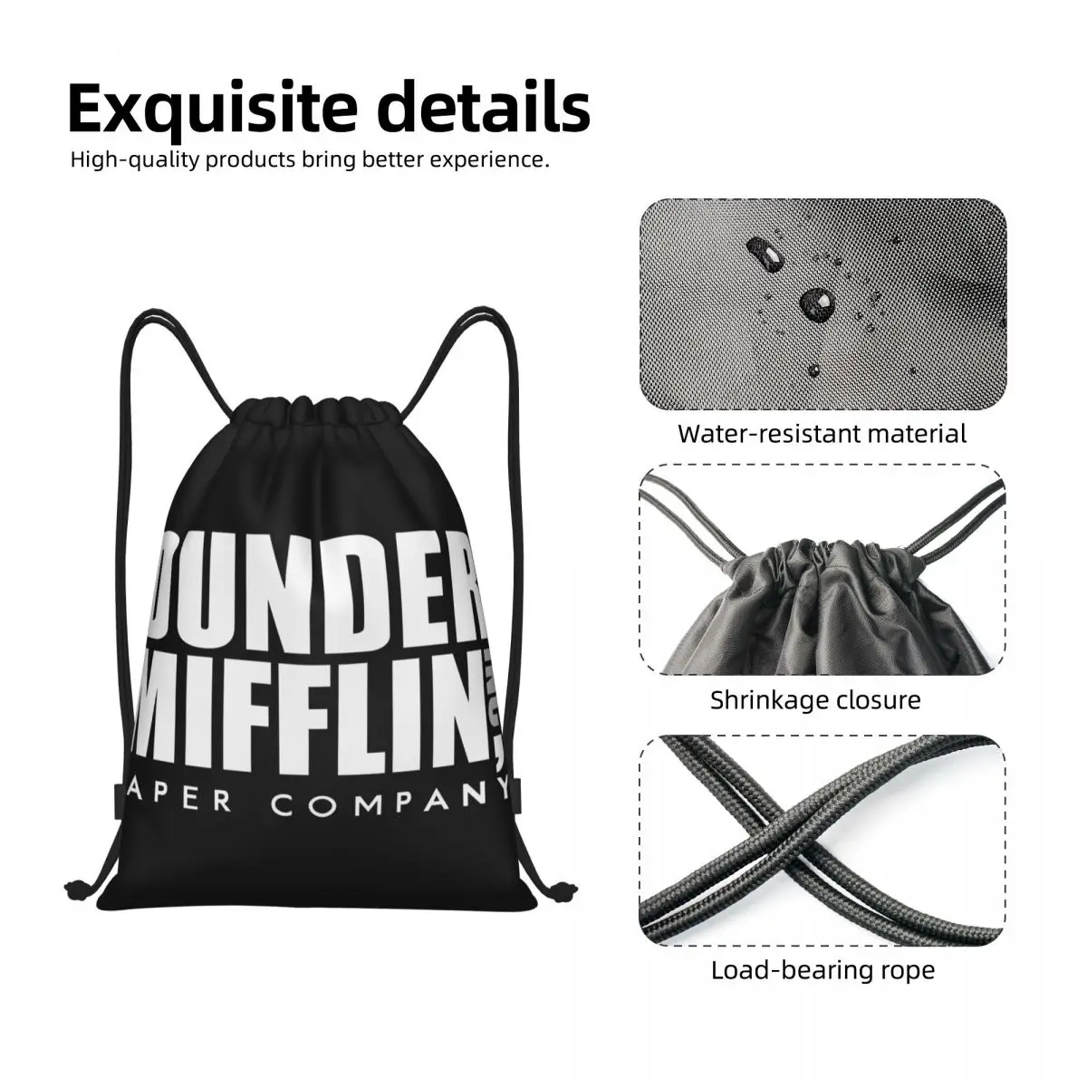 Mochila com cordão para esportes, Saco de ginástica para mulheres e homens, Office TV Show, Dunder Mifflin Paper Company, Mochila de treinamento