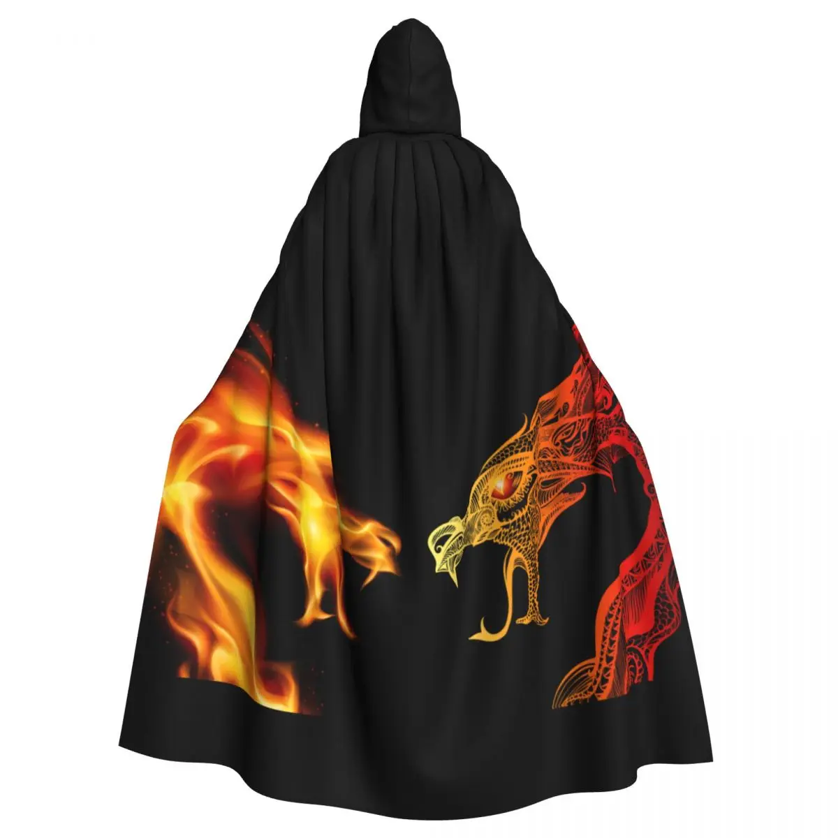 

Adult Cloak Cape Hooded Two Fire Dragon Heads Medieval Costume Witch Wicca Vampire Carnival Party