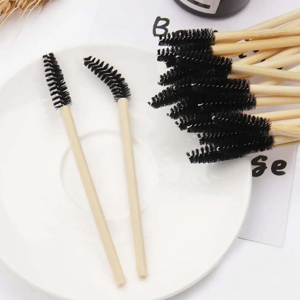 100 pçs sobrancelha rímel descartável aplicador varinhas de bambu aplicador ferramentas de maquiagem cílios escova escova