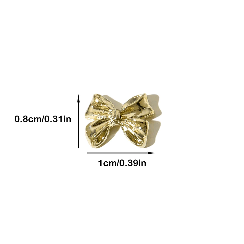 10Pcs 3D Bow Tie Ribbon Shaped Alloy Nail Accessories Gold Multi-Designs Nail Art Jewelry Rhinestones Decorations Manicure Charm