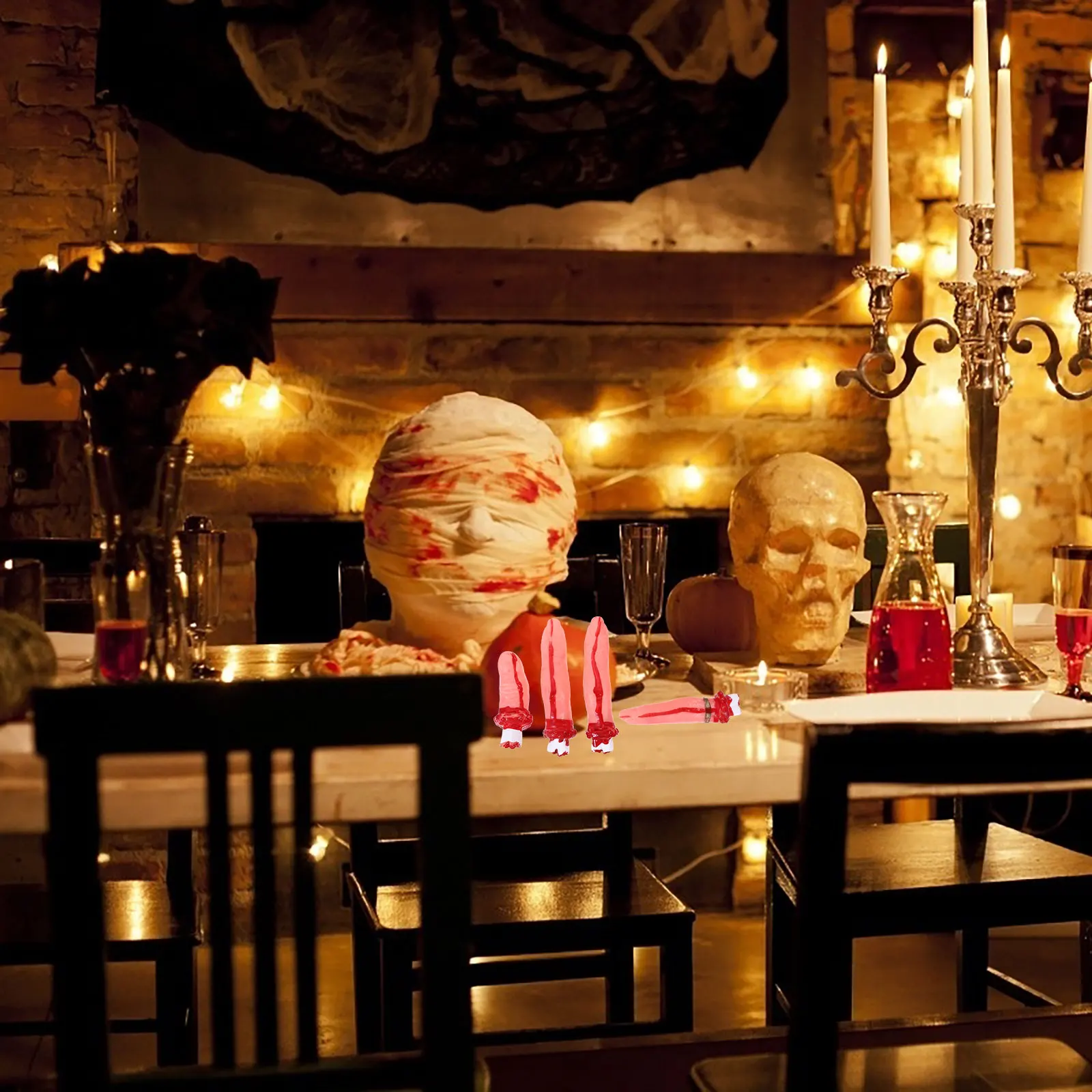 

1 комплект, имитация Хэллоуина, кровавые сломанные пальцы, реквизит для пальцев ужасов, вечерние розыгрыши, страшные украшения для косплея, товары для дома с привидениями