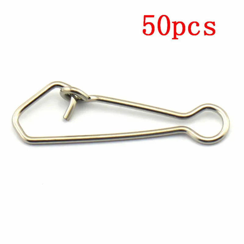 50pcs Stainless Steel Fishing Swivels Hooked Snaps Fishing Hook Line Connector Sea Swivel Rolling Snap 000/00/0/1/2/3/4/5/6#