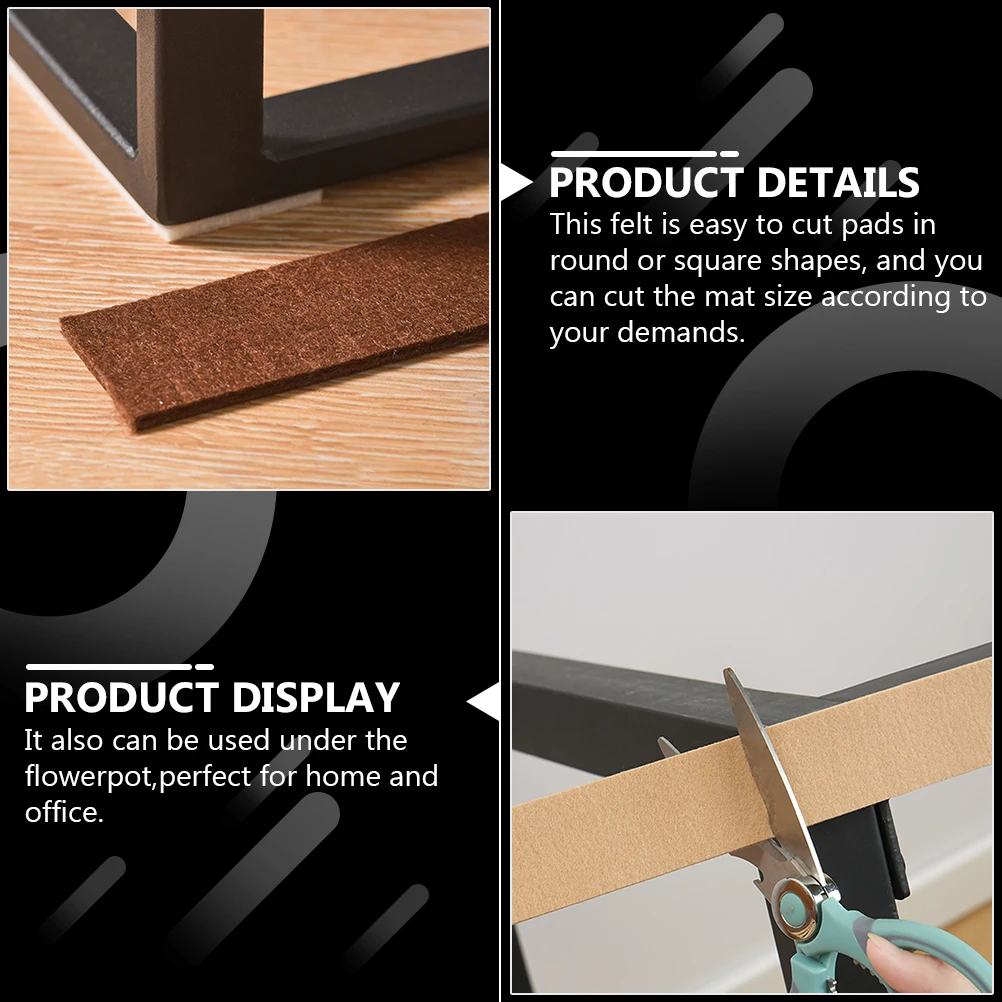 

3 Rolls Felt Chair Pads Self-Adhesive Furniture Floor Protector for Table Legs Sofa Base DIY Reusable Shockproof Anti-Scratch