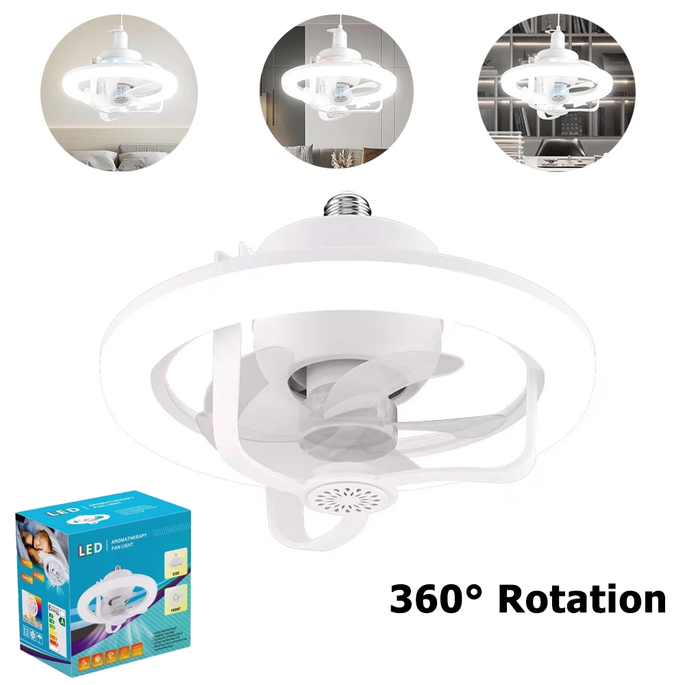 

E27 360° Rotation Ceiling Fan Light 3 Speeds RGB LED Fan Lamp With Remote Control AC 85-265V 50W Indoor Fan Bulb for Living Room