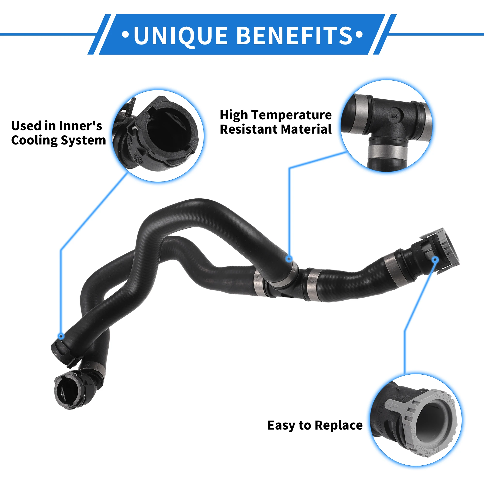 ท่อเครื่องทำความร้อน HVAC UXCELL ใช้ได้กับฟอร์ด เอสเคป 2013-2019,ท่อยางเครื่องทำความร้อนน้ำเครื่องยนต์สีดำทนทาน