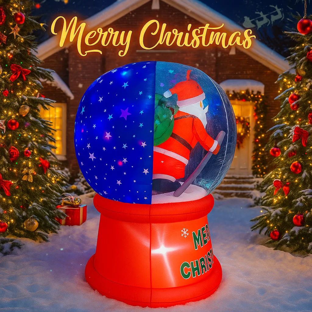 5.91ft inflável papai noel bola de cristal brinquedo com luzes led decorações de natal para quintal suprimentos casa ornamentos presentes festivos