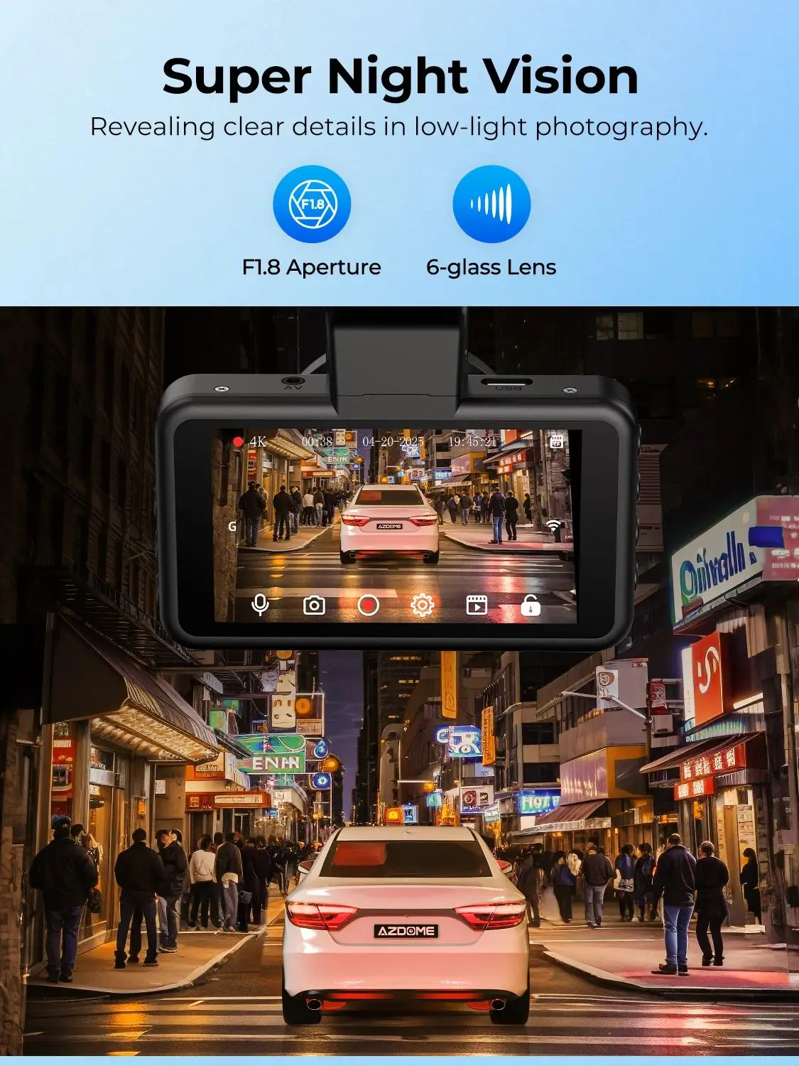 【DE Lagerhäuser】AZDOME Dashcam M17 Pro 3K+1080P Front- und Heckkamera für Autos WiFi 6 ADAS Auto-DVR Sprachsteuerung 24H Parkmodus Loop-Aufnahme