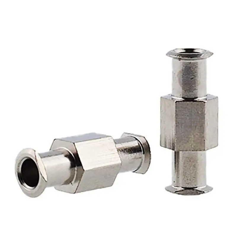 AT63-20Pcs Coupler Luer Syringe Connector Metal Double Joints Luer Lock Adapter Coupler For Pneumatic Parts