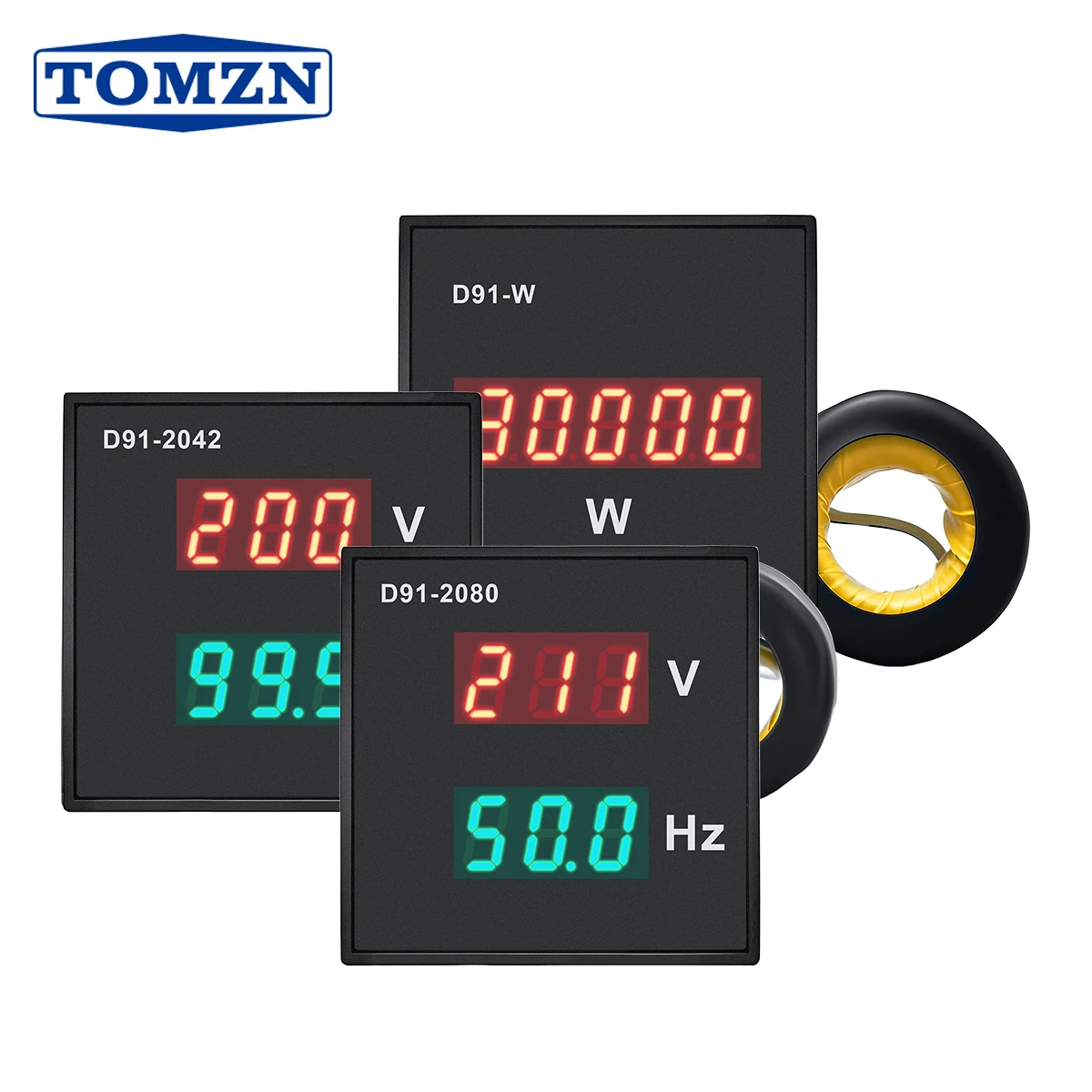 TOMZN Digital Meter Voltage Current Frequency Power Display High Precision Small Size AC40-300V 2 Times/sec 30000W 50/60Hz LED