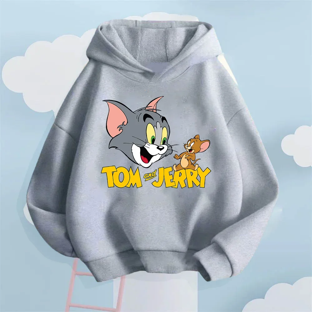 Sudadera con capucha para niños y niñas de otoño con patron de Tom y Jerry de Dobojos Animados Adeva para niños de 3 14 سنة