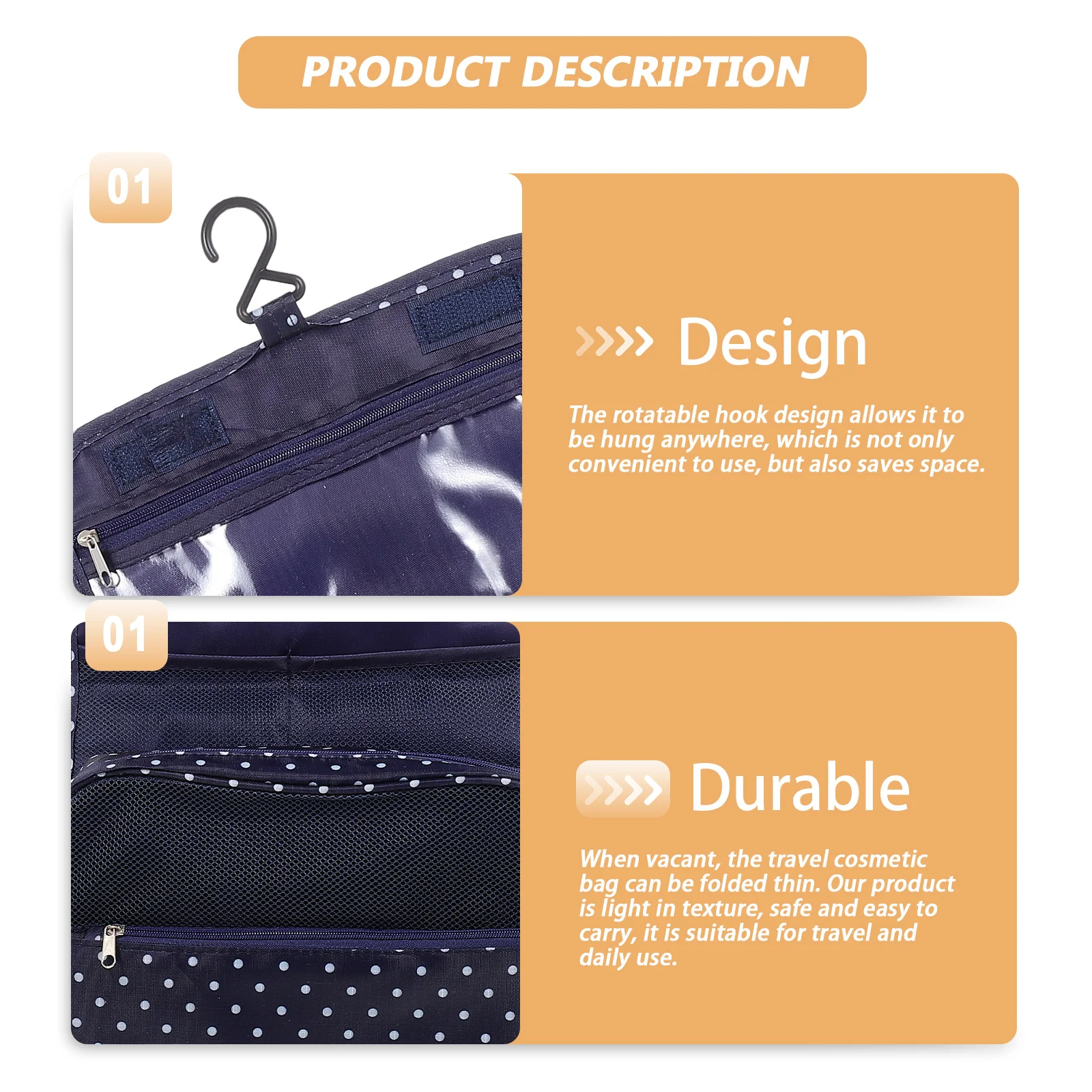 

Hanging Toiletry Bag Travel Portable Makeup Bag With Hook Large Capacity Storage Pouch Durable Lightweight Organizer For