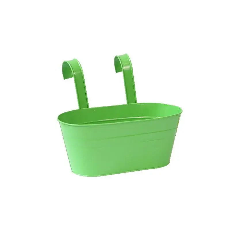 Multicolor Iron Hanging Flower Pot Detachable Hook Design Space Saving Planter for Balcony Fence Patio