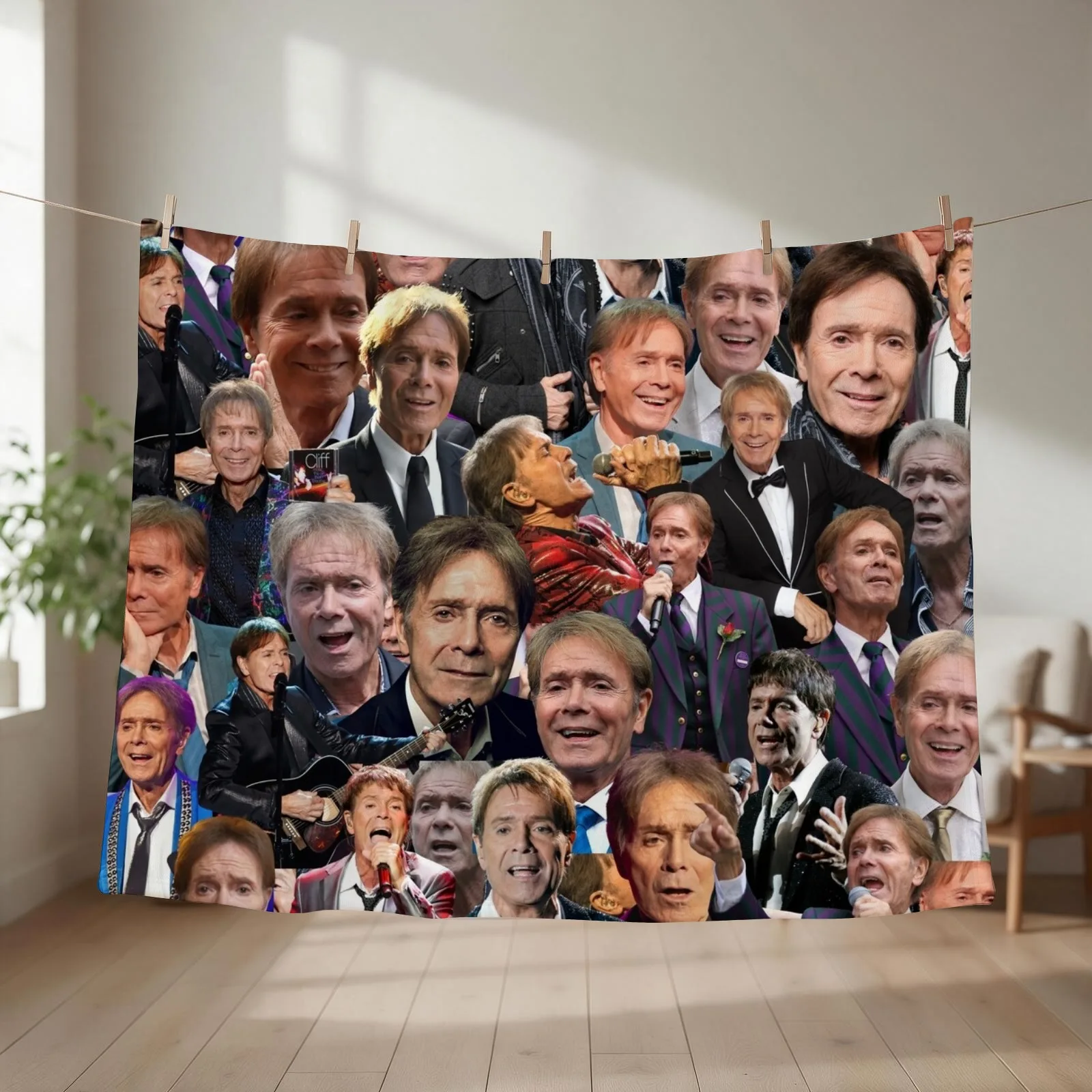 Cliff Richard Abstract Collage Throw Blanket couch cozy soft plush fuzzy picnic outdoor blanket