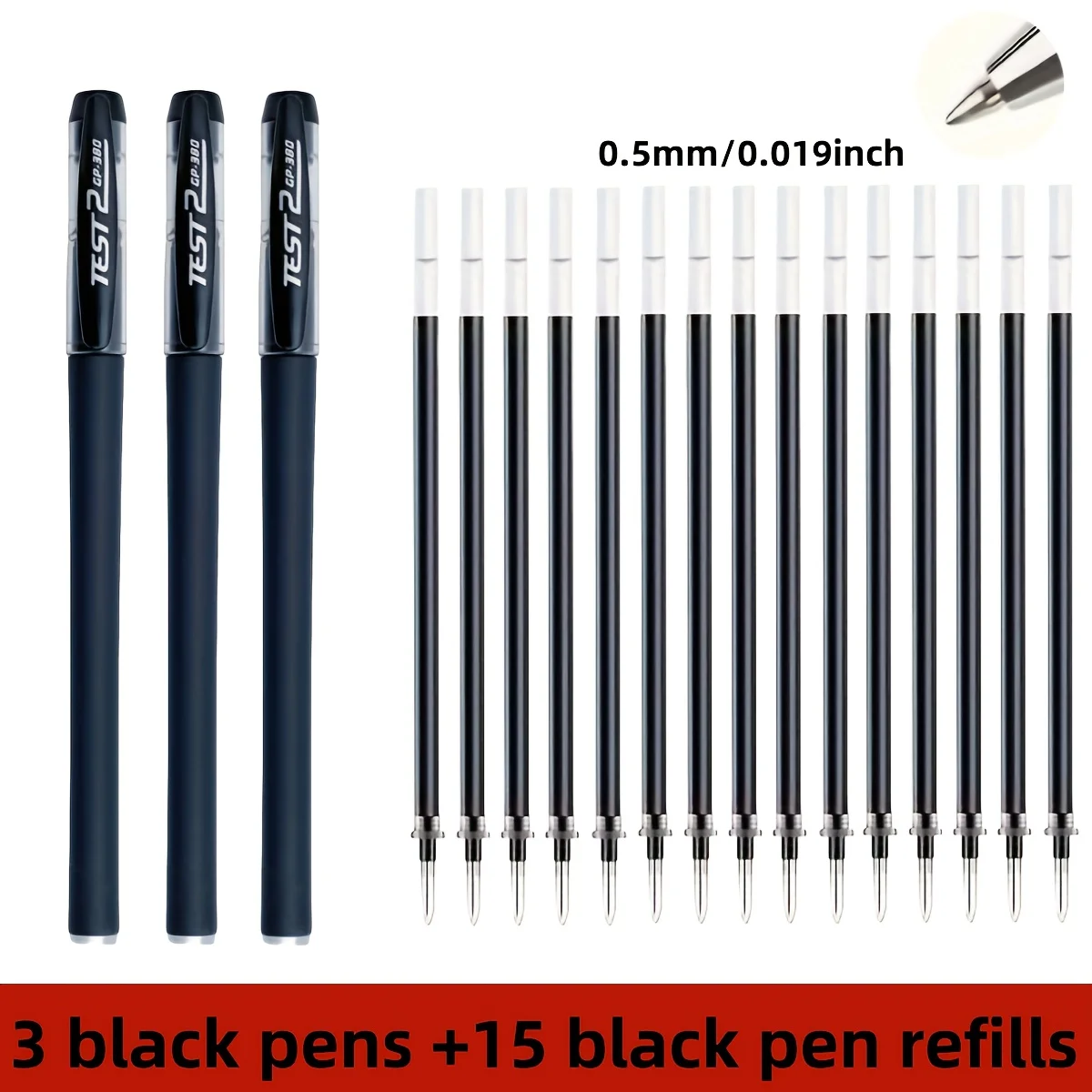 18-teiliges Set Matte-Gelstifte in Schwarz, Blau und Rot, 0,5-mm-Kugelschreiber, niedliche Schreibwaren für Schüler und Bürobedarf.