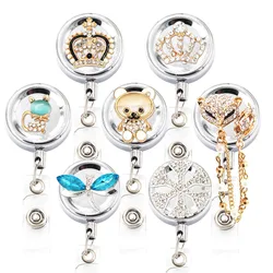 Idclip Bling Fox Animal Badge Reel ID Retractable Holder Belt Clips Metal Heavy Duty Steel Wire Cord