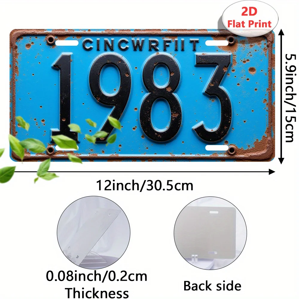 Vintage Tin Sign 2D Flat Rusty License CINCWRIFT 1983 Decorative Plaque Statue 30.48cm X 14.99cm Wall Art Home Decor