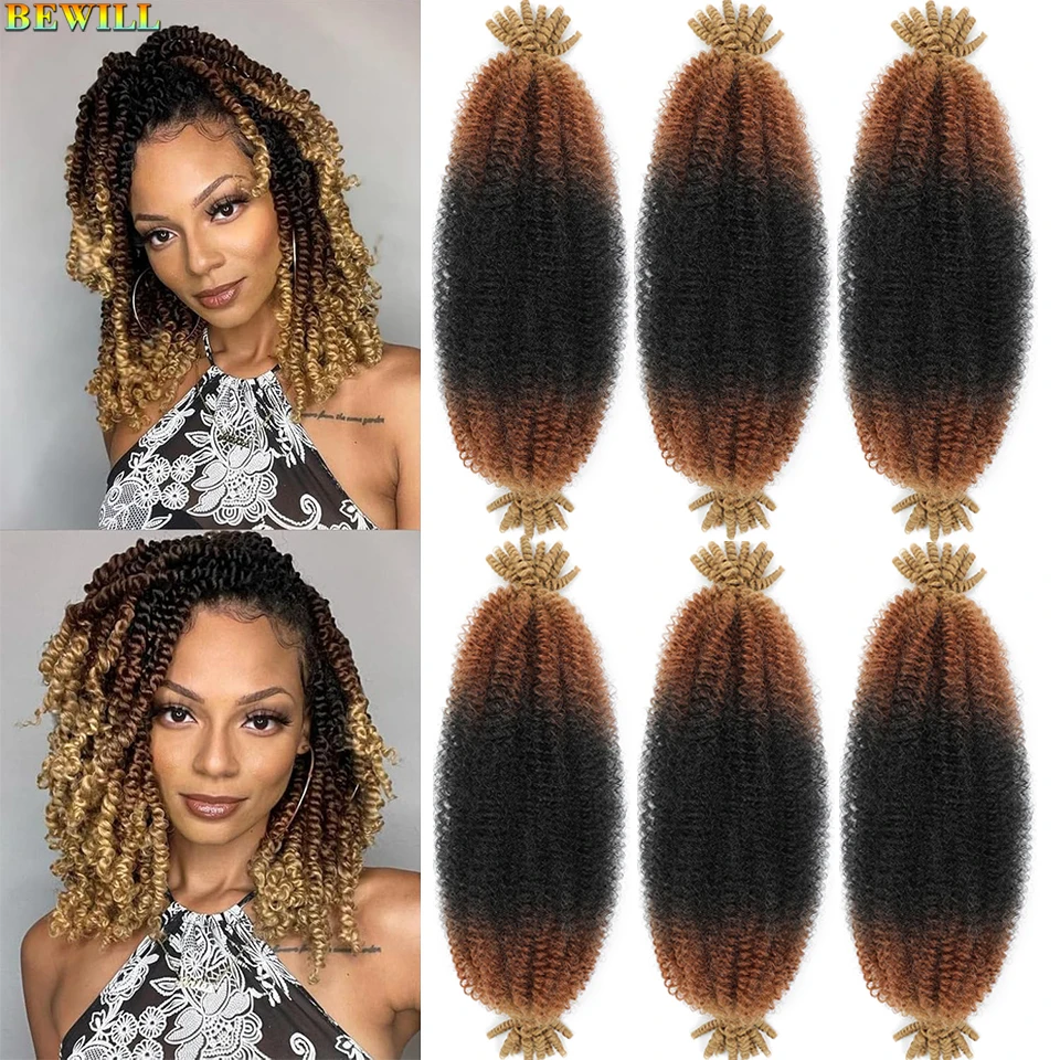 

Ombre Ginger Springy Afro Twist Hair 1B 30 27 613 350 Bug Color Предварительно пушированные весенние волосы Twist Marley Плетение волос для мягких локонов