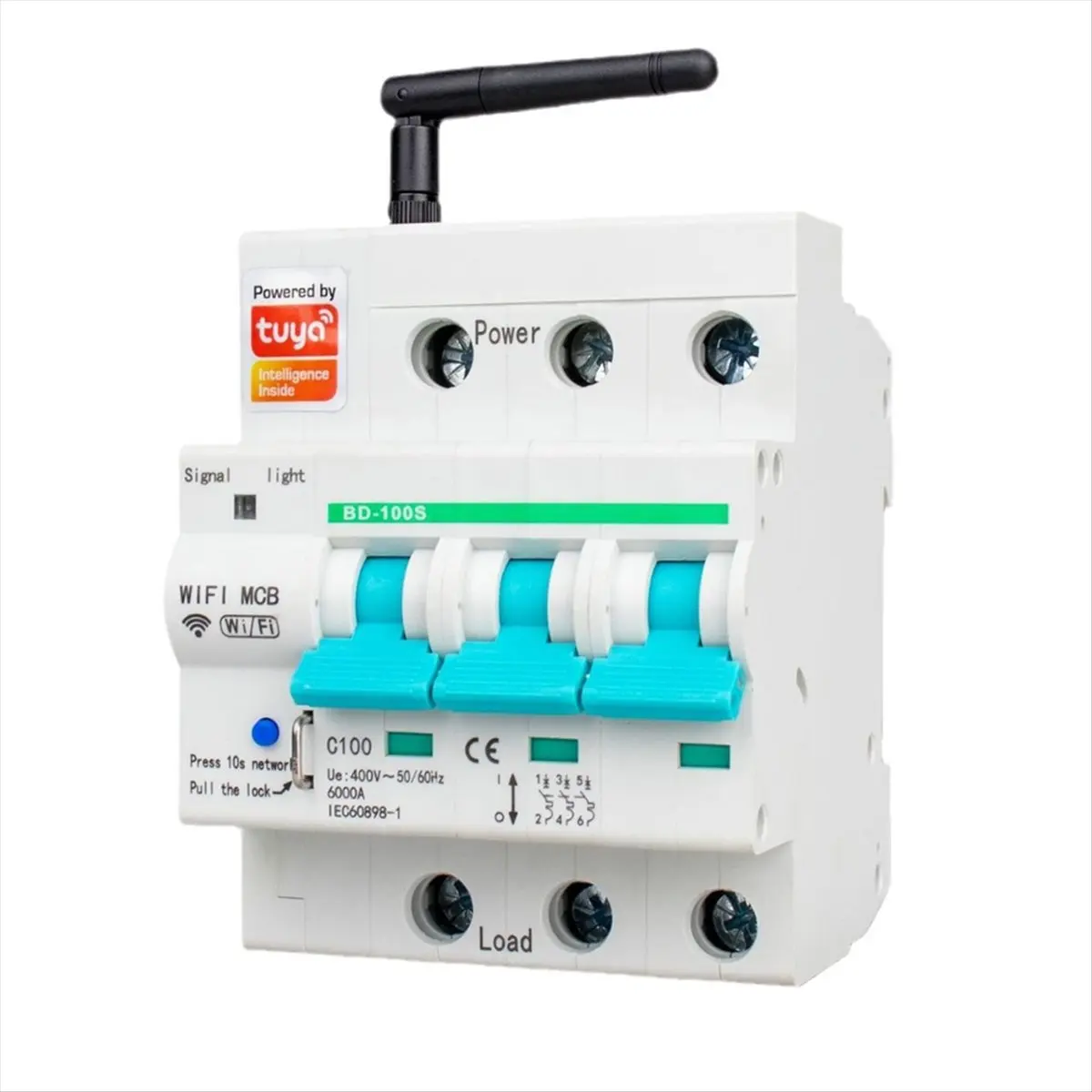 ABIU 3P Tuya App Wifi Circuit Breaker Interruptor Smart Life Timer Voice Remote Control Automatic Intelligent Switch