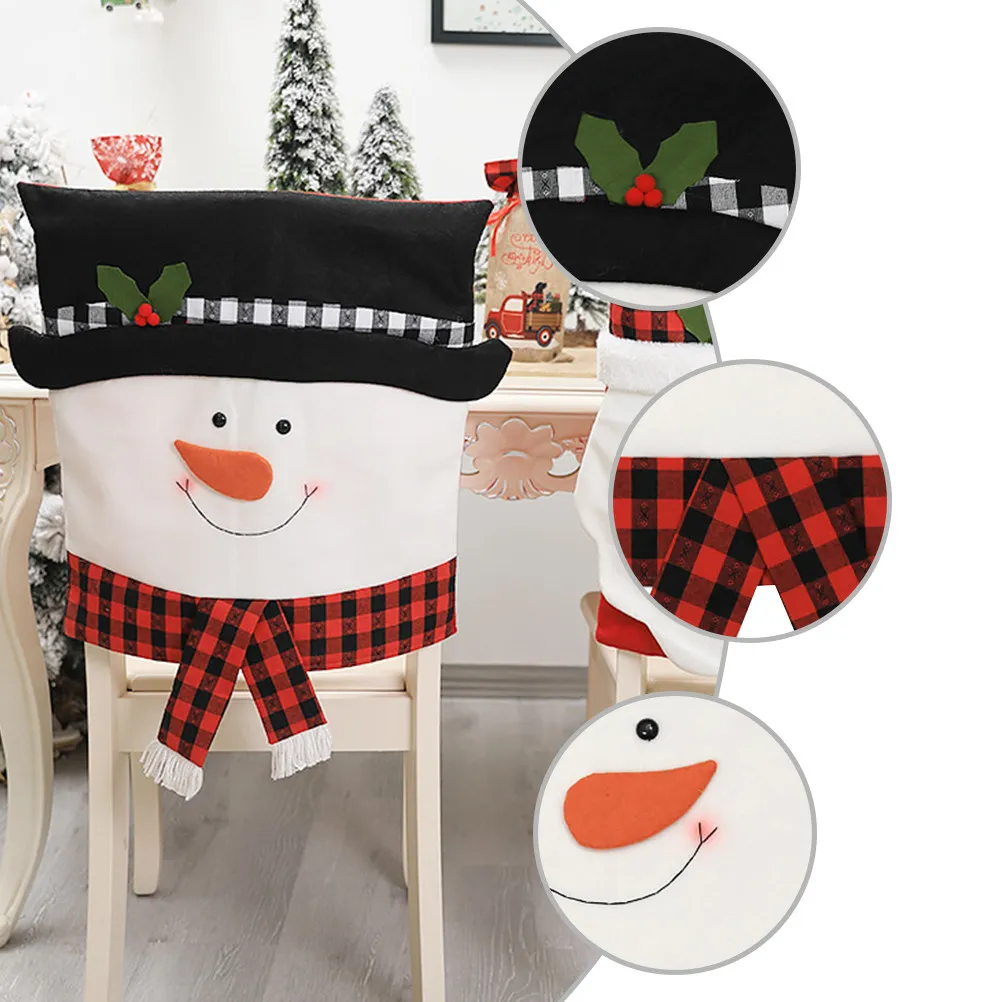 1Pcs Plaid Cloth Christmas Chair Cover Couple Style Decorative Chair Back Cover for Home Restaurant Warm Festive Decor