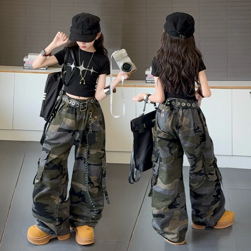 

Baby Girls Dance Clothes Set Child Stage Performance Sets Kids Clothing Suits Toddler Girl Vest Top+Long Pants Bottom Size 4-14Y