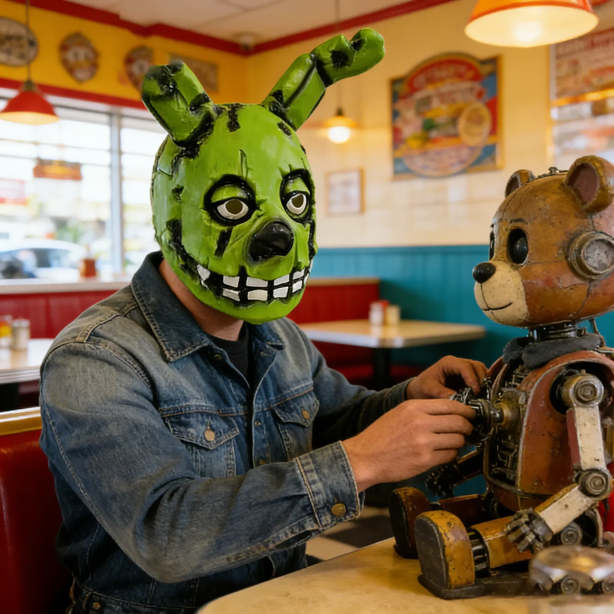 

Маска Спрингтрэпа из Five Nights at Freddy's (FNAF 3), латексный реквизит в виде гнилых кроликов, страшный головной убор для косплея на Хэллоуин для взрослых