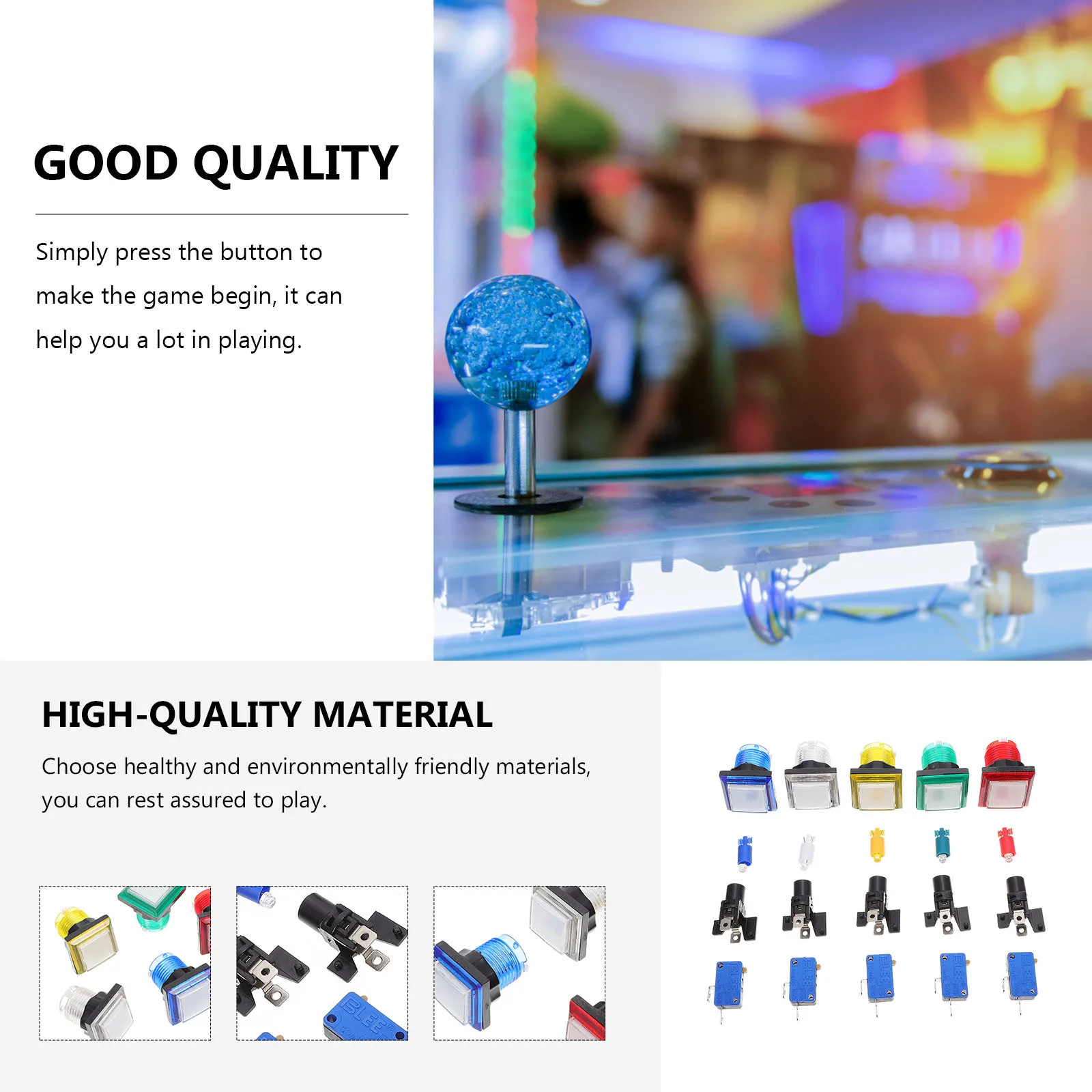 

5Pcs Plastic Arcade Button Game Machine Supply Replaceable Rectangular Button Healthy Environmentally Friendly Material