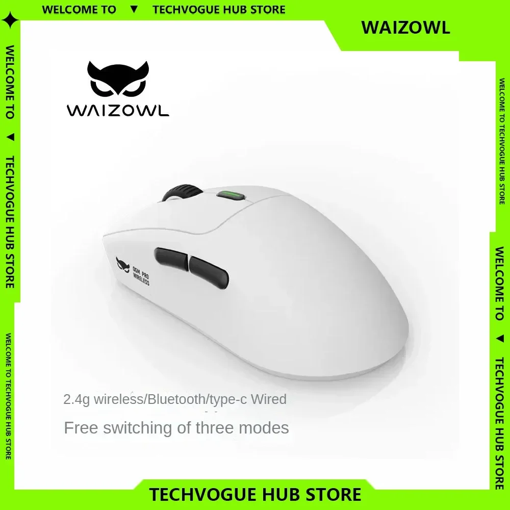 

Беспроводная мышь Waizowl OGM Pro, легкая трехрежимная геймерская мышь PAW3395, Bluetooth, подарки для ноутбуков, аксессуары, игровая мышь