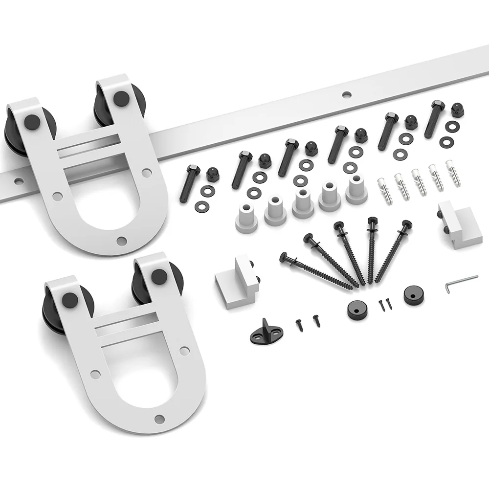 

Customizable Reusable Smooth Carbon Steel Sliding Barn Doors Hardware Kit Modern Design with Roller and Track