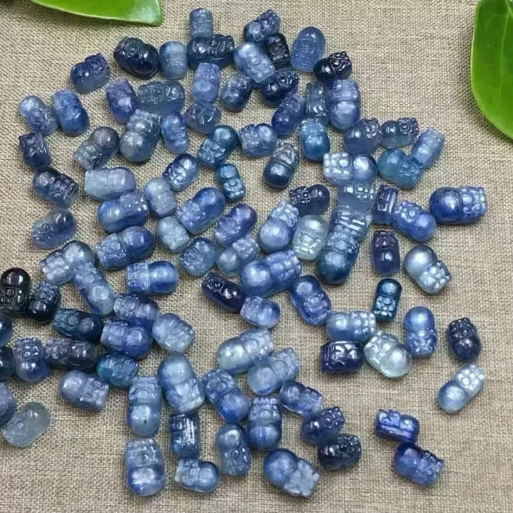 3個セット-9mm-天然ブルーカイヤナイト-縁起の良い貔貅彫刻-クリスタル-レイキヒーリング-ジュエリーペンダント-かわいいロックデコレーション-ギフト用