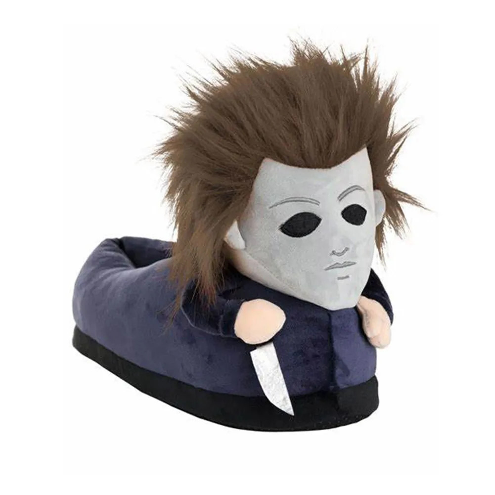 Divertenti pantofole invernali in peluche Michael Cosplay Myers gioco di ruolo Decor coppia scarpe da casa film Halloween uccide i regali di festa di fantasia