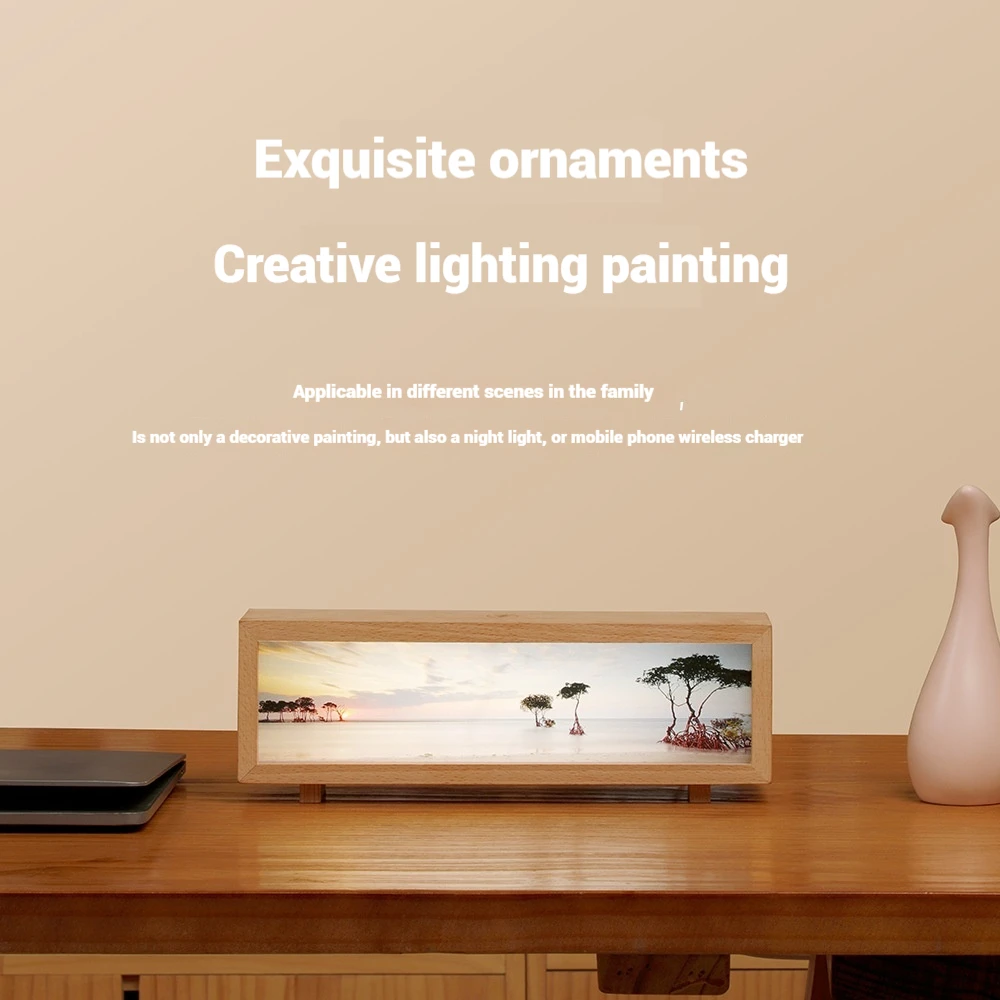 

3in1 Wireless Charging LED Night Light Picture Touch Control Bedside Lamp Creative Home Decor Gift for Birthday