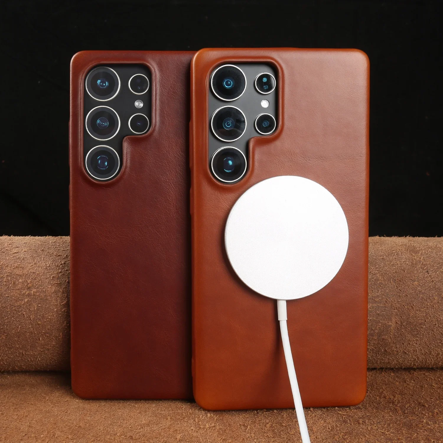 

Глянцевый кожаный чехол премиум-класса с полным покрытием для Samsung S25 Ultra Galaxy S24 Plus S23 S22 S21 S20 FE Note20 S25Edge Магнитный чехол