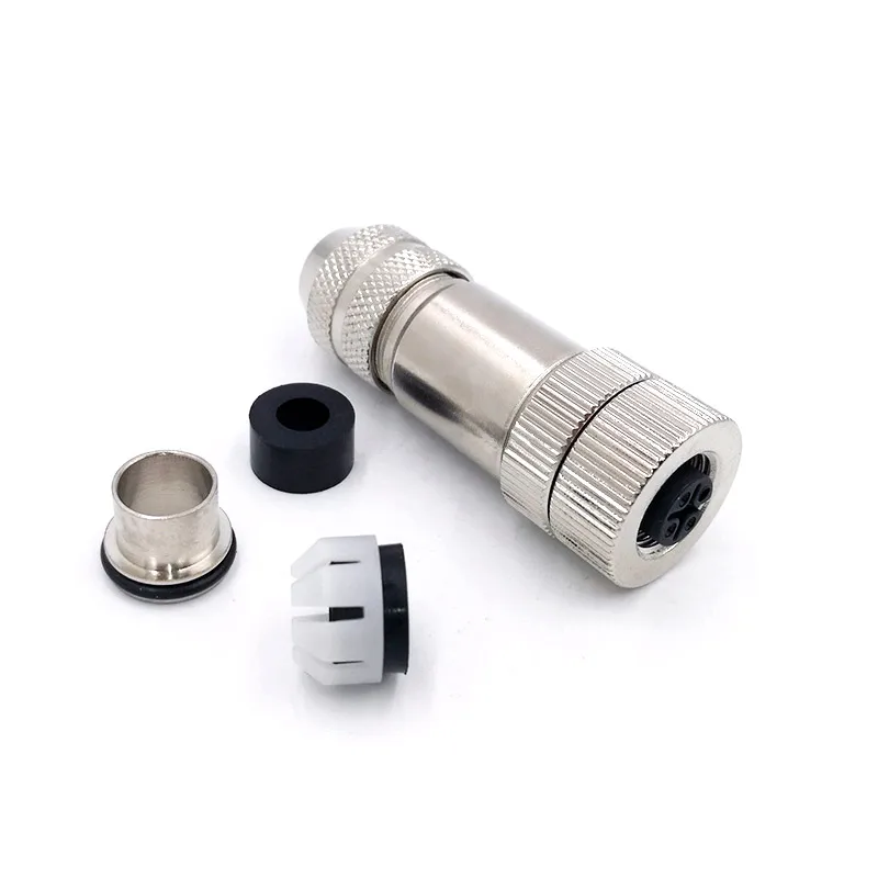 Metal M12 Sensor connector waterproof Straight Signal shielding male&female screw threaded plug 4 5 8 Pin A type