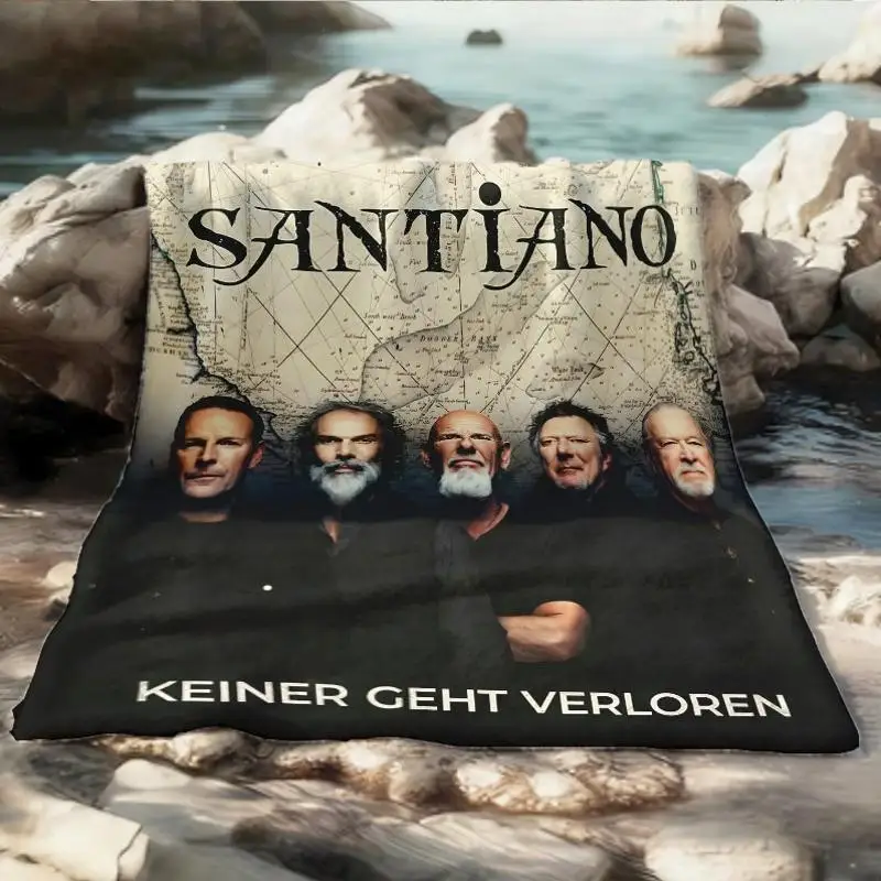 Customize 1pc Santiano Band Nautical Style Album Cover Flannel Blanket, 2D Flat High-Definition Digital Printing Restores Band M